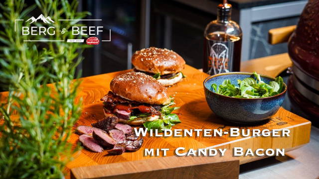 Wildenten Burger mit Candy Bacon - Winter Soulfood bei Berg & Beef